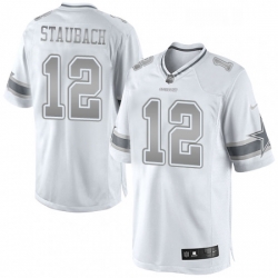 Mens Nike Dallas Cowboys 12 Roger Staubach Limited White Platinum NFL Jersey