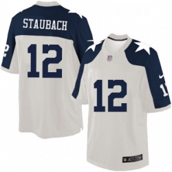 Mens Nike Dallas Cowboys 12 Roger Staubach Limited White Throwback Alternate NFL Jersey