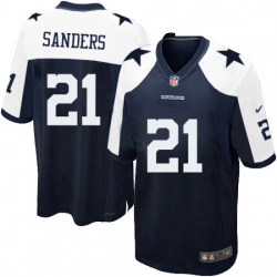 Mens Nike Dallas Cowboys 21 Deion Sanders Game Navy Blue Throwback Alternate NFL Jersey