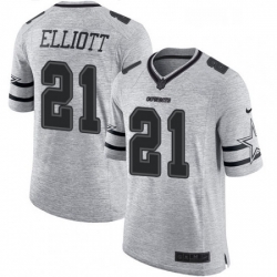 Mens Nike Dallas Cowboys 21 Ezekiel Elliott Limited Gray Gridiron II NFL Jersey