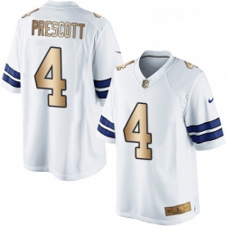 Mens Nike Dallas Cowboys 4 Dak Prescott Limited WhiteGold NFL Jersey