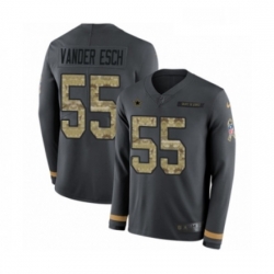 Mens Nike Dallas Cowboys 55 Leighton Vander Esch Limited Black Salute to Service Therma Long Sleeve NFL Jersey