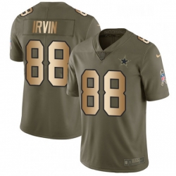 Mens Nike Dallas Cowboys 88 Michael Irvin Limited OliveGold 2017 Salute to Service NFL Jersey