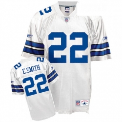 Mens Reebok Dallas Cowboys 22 Emmitt Smith Authentic White Throwback NFL Jersey