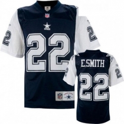 Mitchell and Ness Dallas Cowboys 22 Emmitt Smith Authentic Navy BlueWhite Throwback NFL Jersey