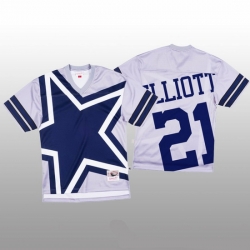 NFL Dallas Cowboys 21 Ezekiel Elliott White Men Mitchell  26 Nell Big Face Fashion Limited NFL Jersey