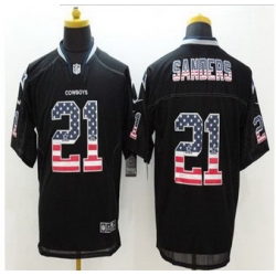 New Dallas Cowboys #21 Deion Sanders Black Men Stitched NFL Elite USA Flag Fashion Jersey