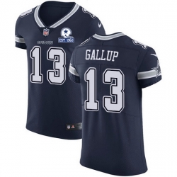 Nike Cowboys 13 Michael Gallup Navy Blue Team Color Men Stitched With Established In 1960 Patch NFL Vapor Untouchable Elite Jersey