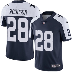 Nike Cowboys #28 Darren Woodson Navy Blue Thanksgiving Mens Stitched NFL Vapor Untouchable Limited Throwback Jersey