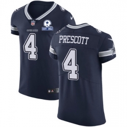 Nike Cowboys 4 Dak Prescott Navy Blue Team Color Men Stitched With Established In 1960 Patch NFL Vapor Untouchable Elite Jersey