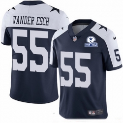 Nike Cowboys 55 Leighton Vander Esch Navy Blue Thanksgiving Men Stitched With Established In 1960 Patch NFL Vapor Untouchable Limited Throwback Jersey