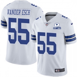 Nike Cowboys 55 Leighton Vander Esch White Men Stitched With Established In 1960 Patch NFL Vapor Untouchable Limited Jersey