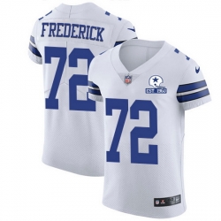 Nike Cowboys 72 Travis Frederick White Men Stitched With Established In 1960 Patch NFL New Elite Jersey