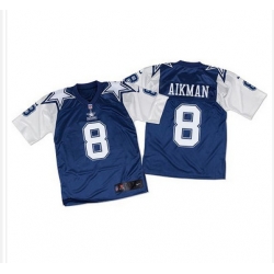 Nike Cowboys #8 Troy Aikman Navy BlueWhite Throwback Mens Stitched NFL Elite Jersey