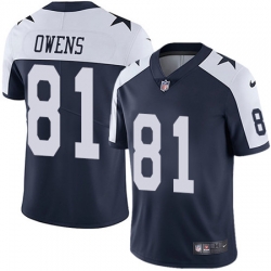 Nike Cowboys #81 Terrell Owens Navy Blue Thanksgiving Mens Stitched NFL Vapor Untouchable Limited Throwback Jersey