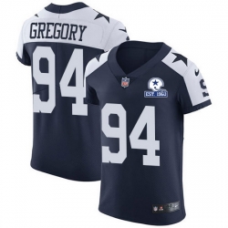 Nike Cowboys 94 Randy Gregory Navy Blue Thanksgiving Men Stitched With Established In 1960 Patch NFL Vapor Untouchable Throwback Elite Jersey