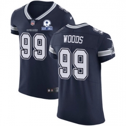 Nike Cowboys 99 Antwaun Woods Navy Blue Team Color Men Stitched With Established In 1960 Patch NFL Vapor Untouchable Elite Jersey