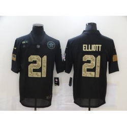 Nike Dallas Cowboys 21 Ezekiel Elliott Black Camo 2020 Salute To Service Limited Jersey