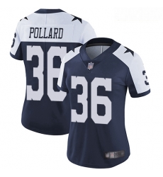 Cowboys #36 Tony Pollard Navy Blue Thanksgiving Women Stitched Football Vapor Untouchable Limited Throwback Jersey