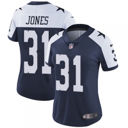 Nike Cowboys #31 Byron Jones Navy Blue Thanksgiving Womens Stitched NFL Vapor Untouchable Limited Throwback Jersey