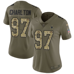 Nike Cowboys #97 Taco Charlton Olive Camo Womens Stitched NFL Limited 2017 Salute to Service Jersey