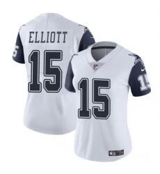 Women Dallas Cowboys 15 Ezekiel Elliott White 2024 Color Rush Limited Stitched Football Jersey