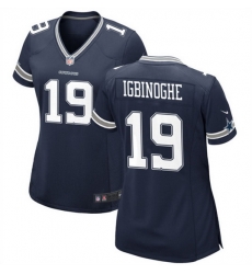 Women Dallas Cowboys 19 Noah Igbinoghene Navy Stitched Football Jersey  Run Small