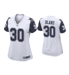 Women Dallas Cowboys 30 DaRon Bland White Navy Stitched Game Jersey