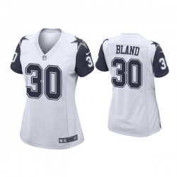 Women Dallas Cowboys 30 DaRon Bland White Navy Stitched Game Jersey