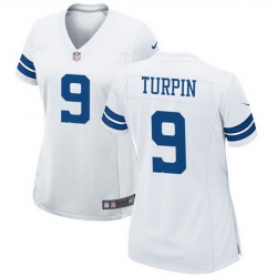 Women Dallas Cowboys 9 KaVontae Turpin White Stitched Football Jersey  Run Small