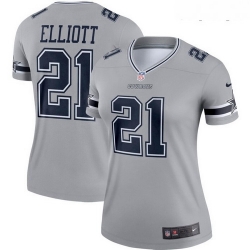 Women Nike Cowboys 21 Ezekiel Elliott Gray Women Inverted Legend Jersey