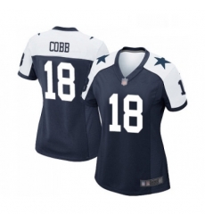 Womens Dallas Cowboys 18 Randall Cobb Game Navy Blue Throwback Alternate Football Jersey