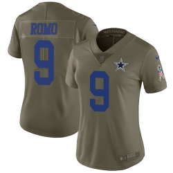 Womens Nike Cowboys #9 Tony Romo Olive  Stitched NFL Limited 2017 Salute to Service Jersey