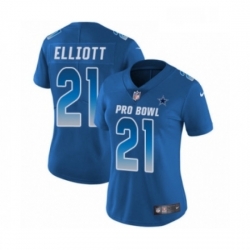 Womens Nike Dallas Cowboys 21 Ezekiel Elliott Limited Royal Blue NFC 2019 Pro Bowl NFL Jersey