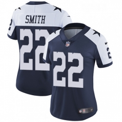 Womens Nike Dallas Cowboys 22 Emmitt Smith Elite Navy Blue Throwback Alternate NFL Jersey