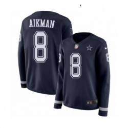 Womens Nike Dallas Cowboys 8 Troy Aikman Limited Navy Blue Therma Long Sleeve NFL Jersey