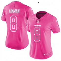 Womens Nike Dallas Cowboys 8 Troy Aikman Limited Pink Rush Fashion NFL Jersey