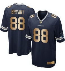 Nike Cowboys #88 Dez Bryant Navy Blue Team Color Youth Stitched NFL Elite Gold Jersey