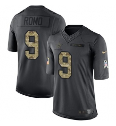 Nike Cowboys #9 Tony Romo Black Youth Stitched NFL Limited 2016 Salute to Service Jersey