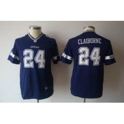 Youth Kids Dallas Cowboys #24 Morris Claiborne Blue Jersey