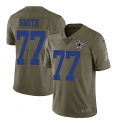 Youth Nike Cowboys #77 Tyron Smith Olive Stitched NFL Limited 2017 Salute to Service Jersey