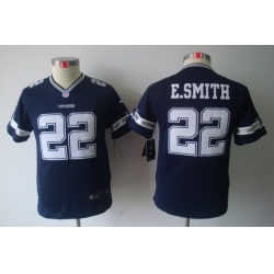 Youth Nike Dallas Cowboys 22# E.SMITH Blue Color Limited Jerseys