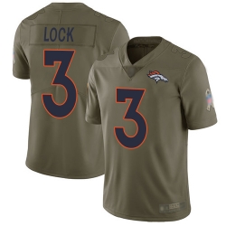 Broncos 3 Drew Lock Olive Men Stitched Football Limited 2017 Salute To Service Jersey