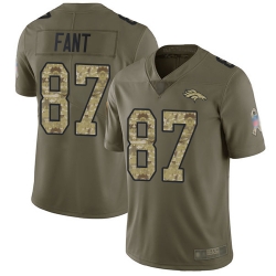 Broncos 87 Noah Fant Olive Camo Men Stitched Football Limited 2017 Salute To Service Jersey