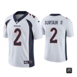 Men Denver Broncos #2 Patrick Surtain II 2021 NFL Draft White Vapor Untouchable Limited Stitched Jersey