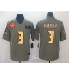 Men Denver Broncos 3 Russell Wilson Olive Gold Salute To Service Limited Stitched jersey