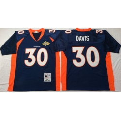 Men Denver Broncos 30 Terrell Davis Navy M&N Throwback Jersey