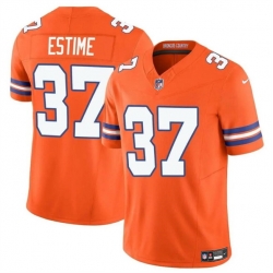 Men Denver Broncos 37 Audric Estime Orange F U S E  Mile High Collection 1977 Throwback Vapor Limited Stitched Football Jersey