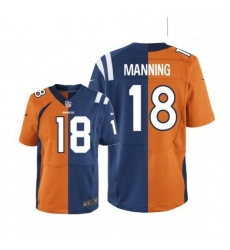 Men Nike Denver Broncos 18 Peyton Manning Limited Navy BlueWhite Split Fashion NFL Jersey