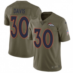 Men Nike Denver Broncos 30 Terrell Davis Limited Olive 2017 Salute to Service NFL Jersey